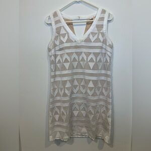 Skies Are Blue Anthropologie Dress Cream Lined Semi Sheer Small Petite